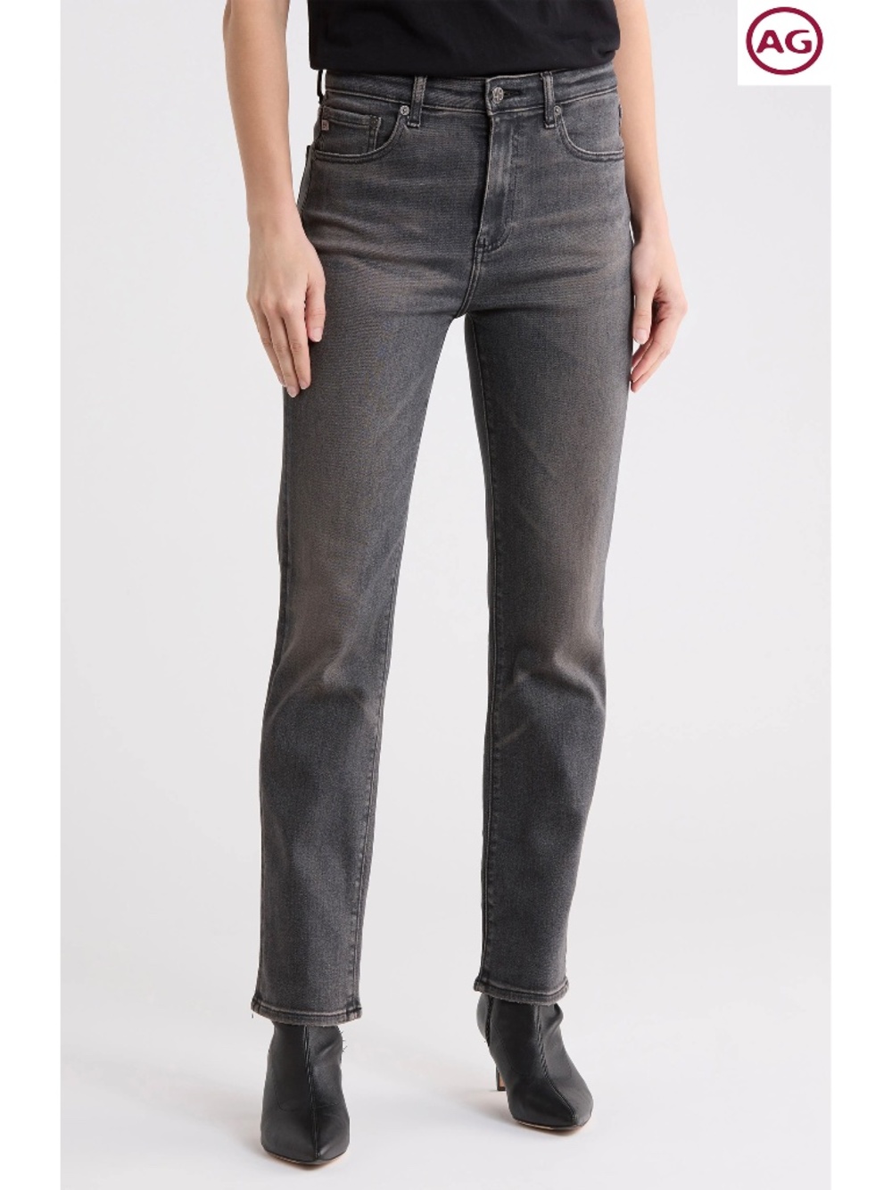 AG ADRIANO GOLDSCHMIED NWT SAIGE HIGH-RISE STRAIGHT LEG 12Y MAGNETIC JEAN. SZ 26